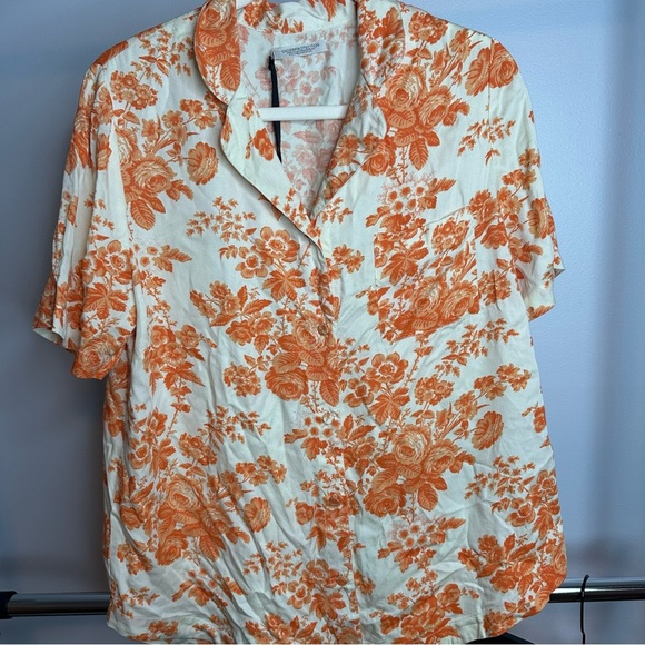 UnderProtection Wilda Short Sleeve and Shorts Pajama set Womens Small Orange NEW - Picture 3 of 16